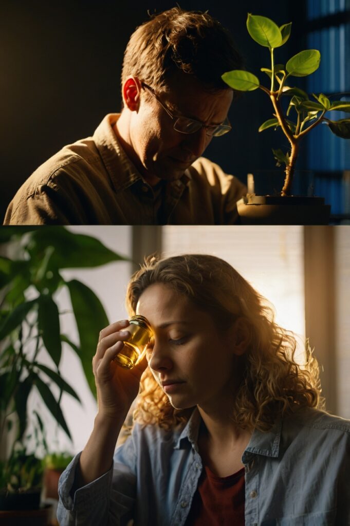 Before/after transformation using Restilen for stress management solution